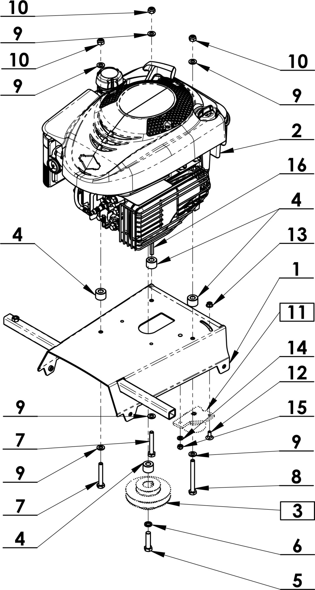 Deska s motorem B&S 675