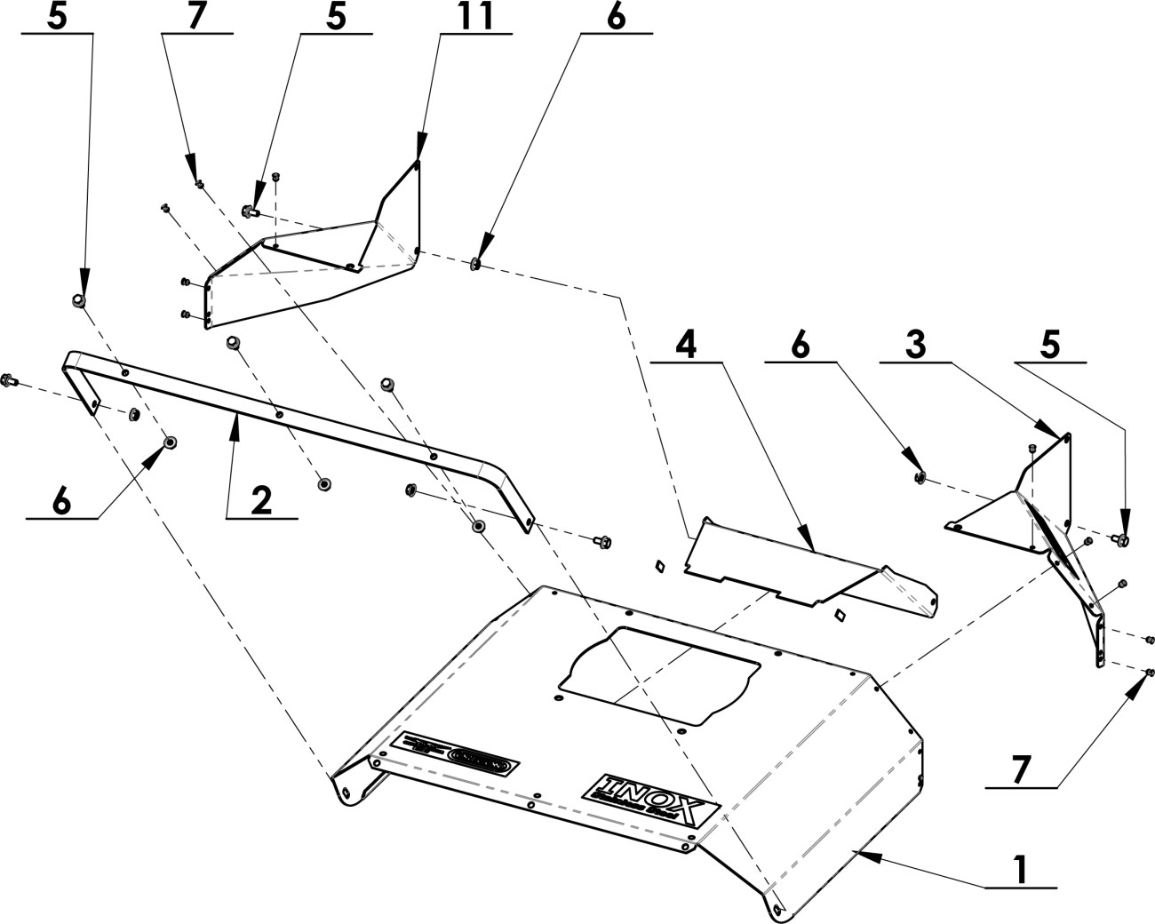 Kryt prac. prostoru - INOX