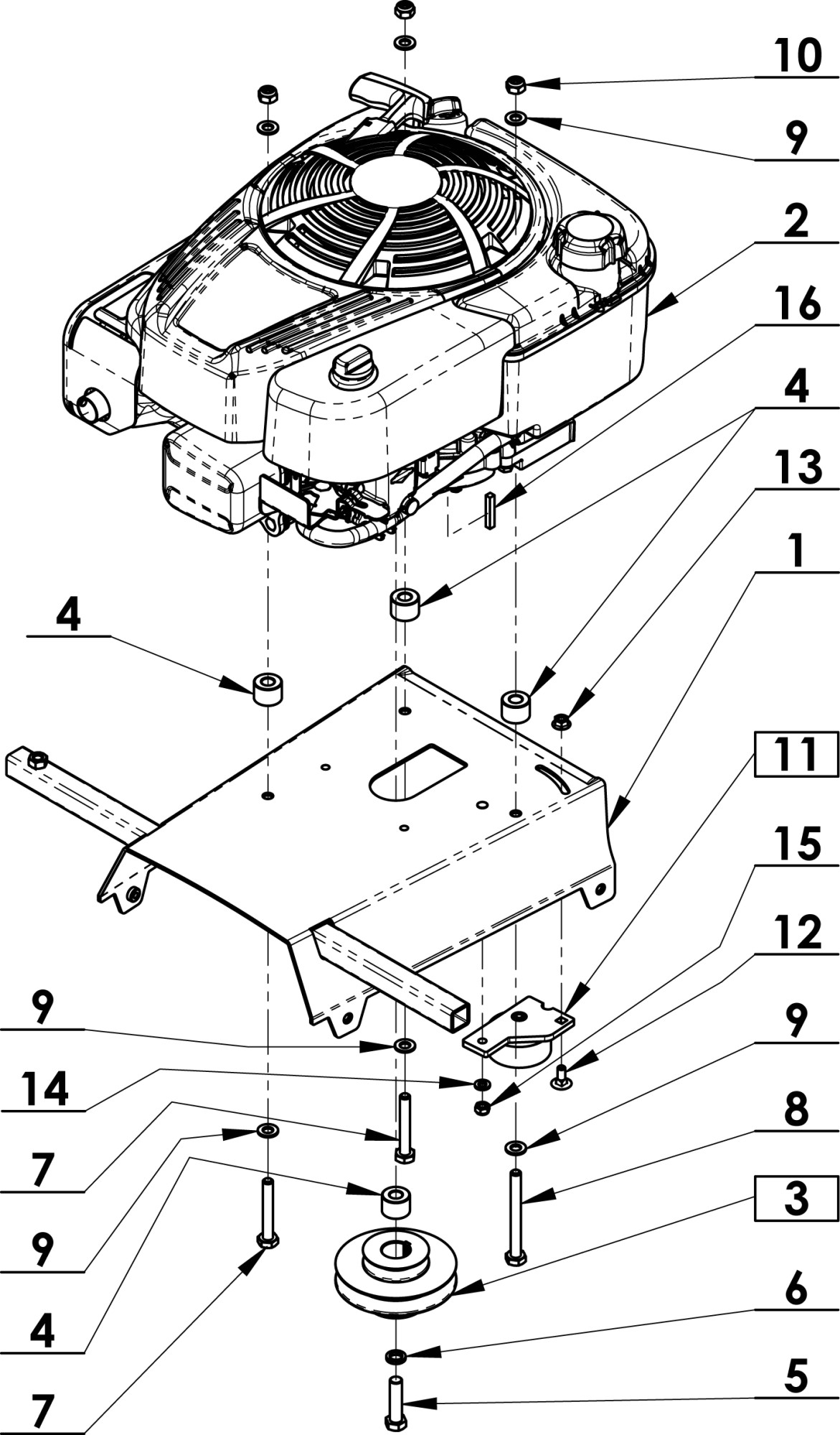 Deska s motorem B&S 850