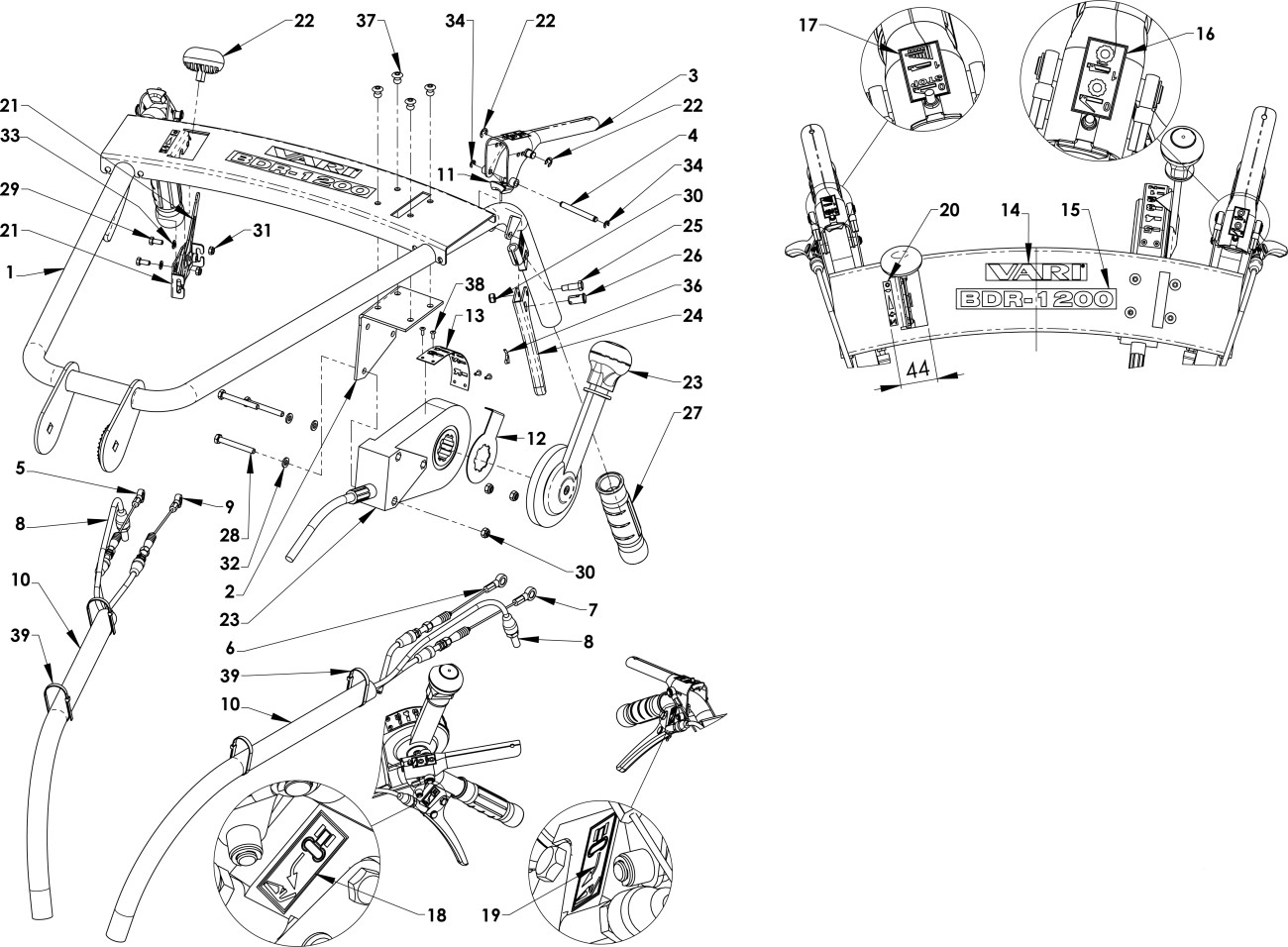 Řídítka BDR-1200 úplná