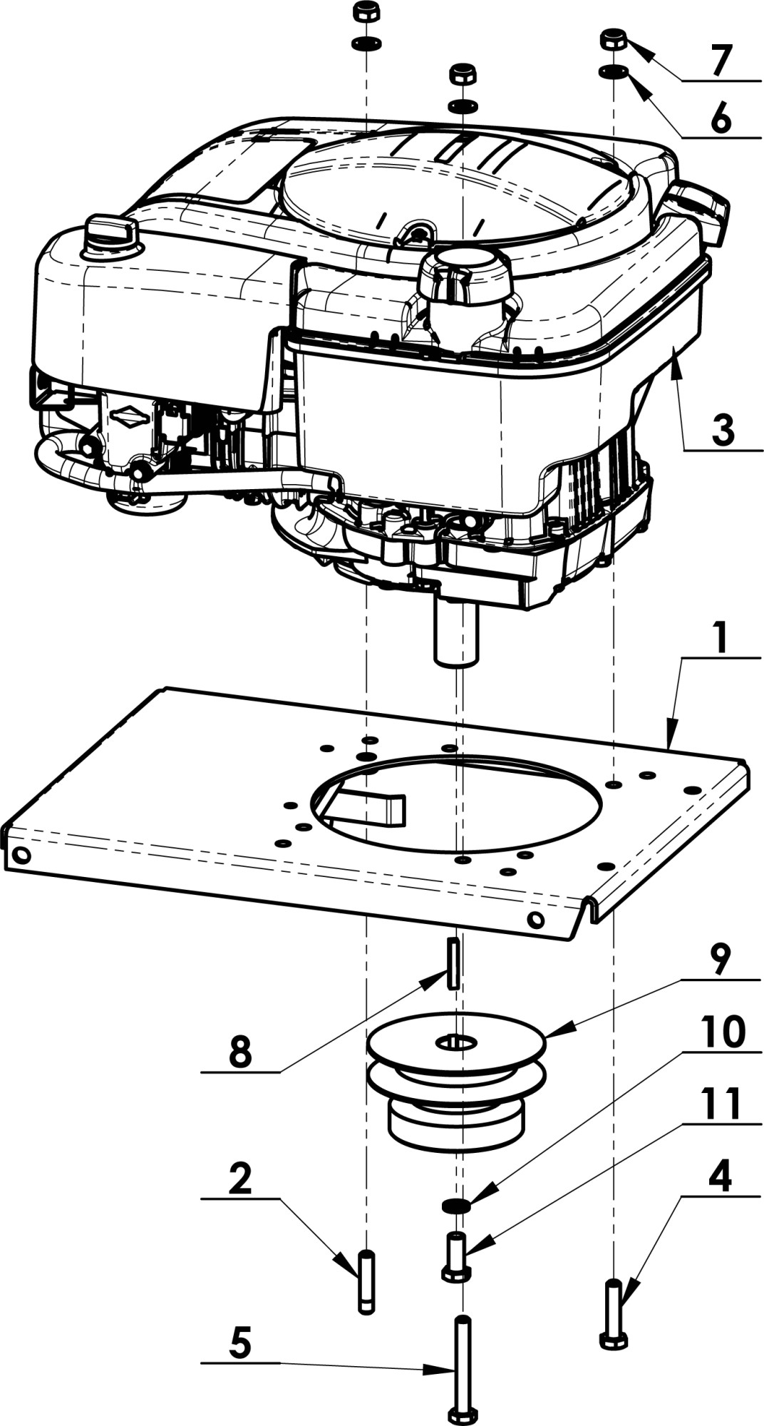 Deska s motorem B&S 950 (F-600)