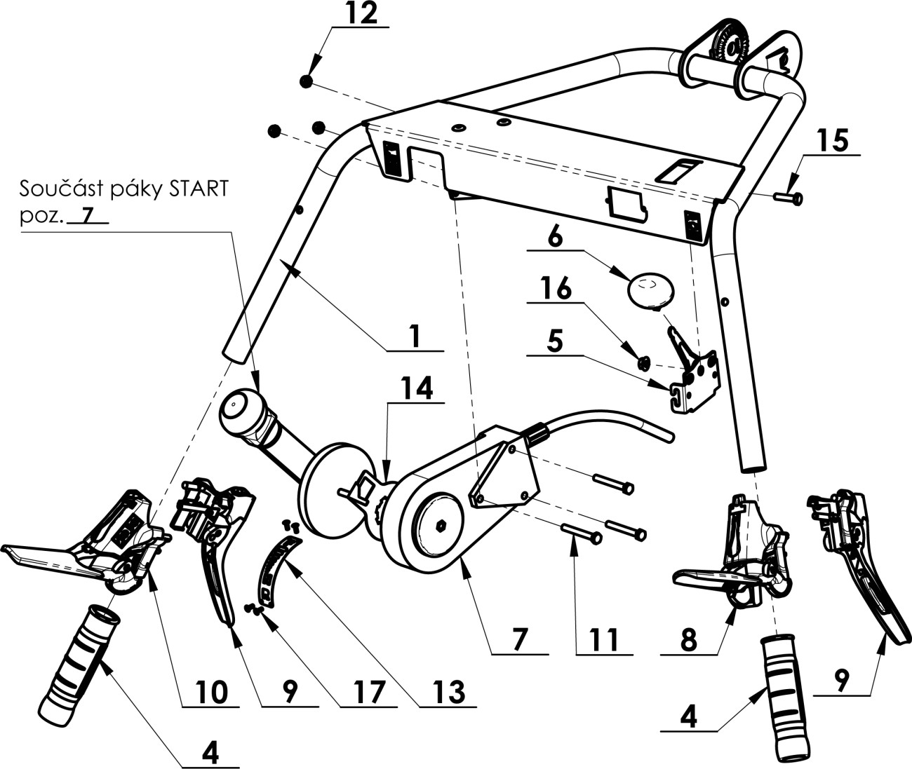 Řídítka F-700H sestava