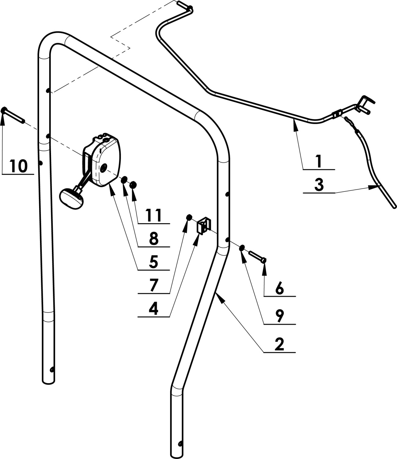 Řidítka s hrazdou předmontovaná