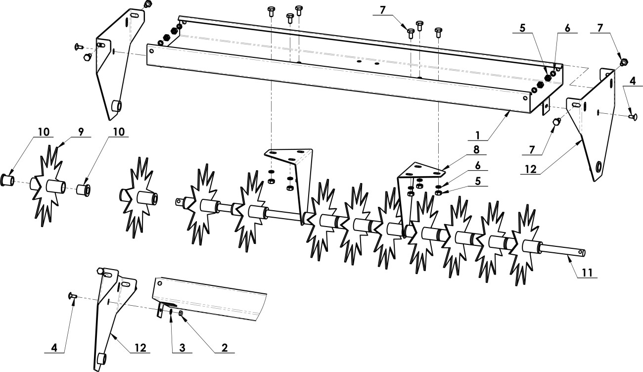 Násypka s osou a hvězdicemi