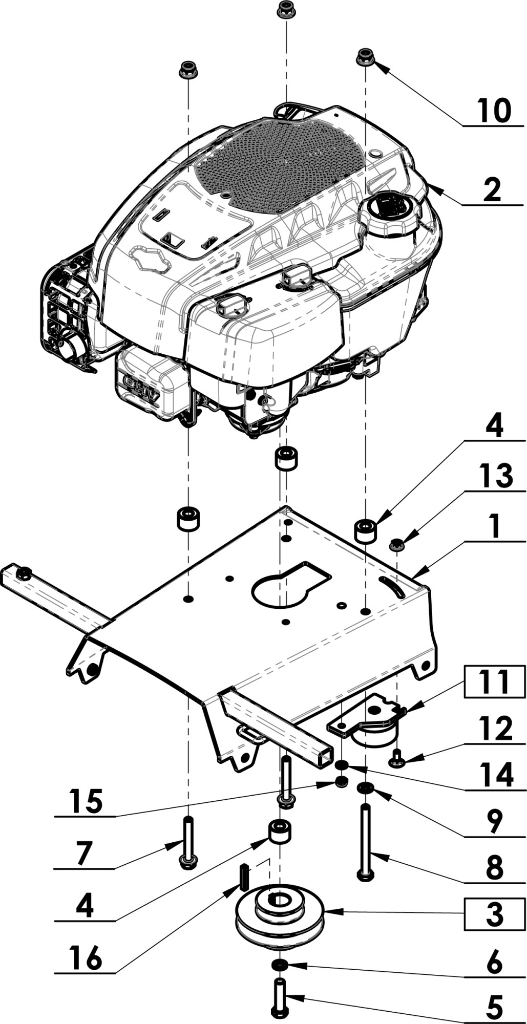 Deska s motorem B&S 875 EXi