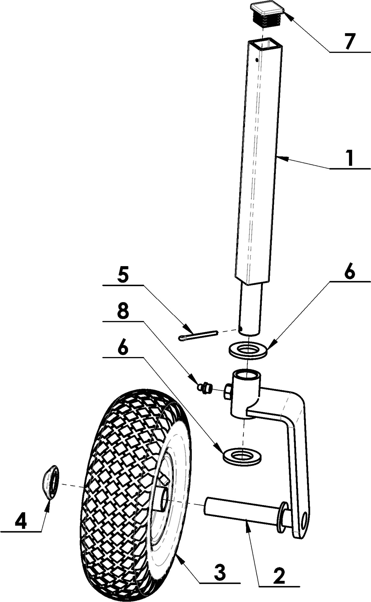 Pojezdové kolo pravé sestava