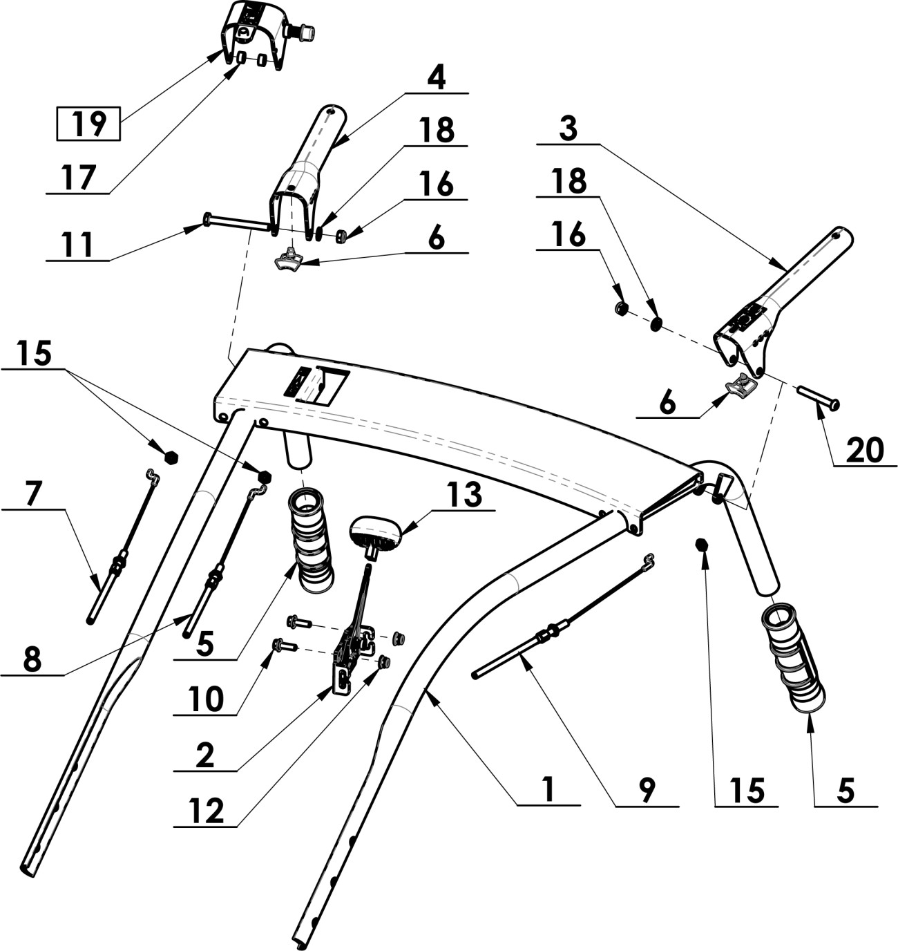 Řídítka kompletní (s třmenem 2020)
